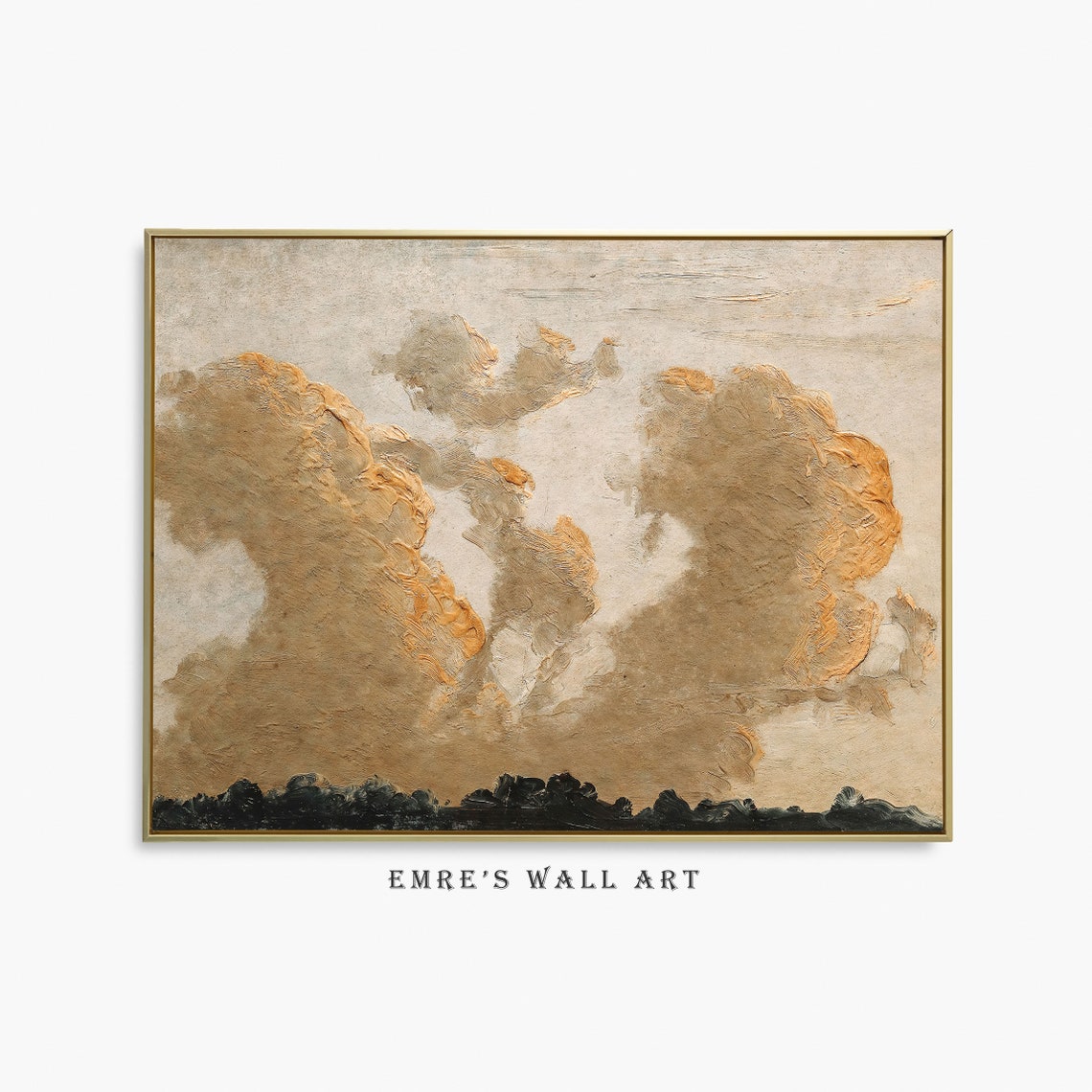 Dramatic Golden Cloud Sky Vintage Sky Study Neutral Tones Poster
