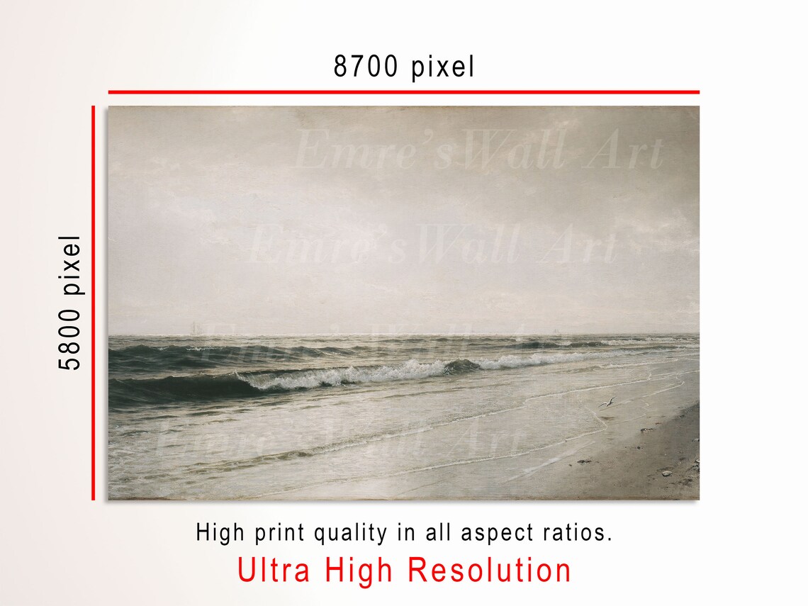 Vintage Seascape Oil Painting Ocean Wave Art Print - Image 3