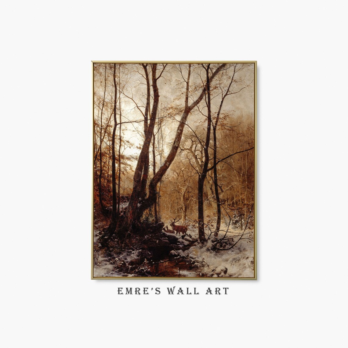 Winter Forest Painting Decor, Vintage Winter Art Print
