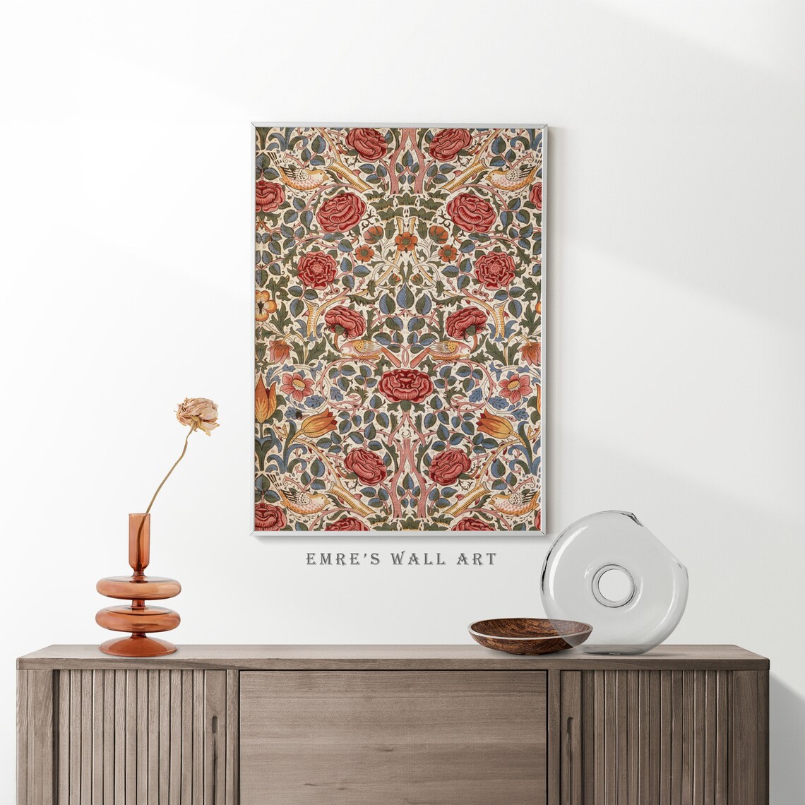 Vintage Floral Textile Print, Modern Farmhouse Decor - Image 2