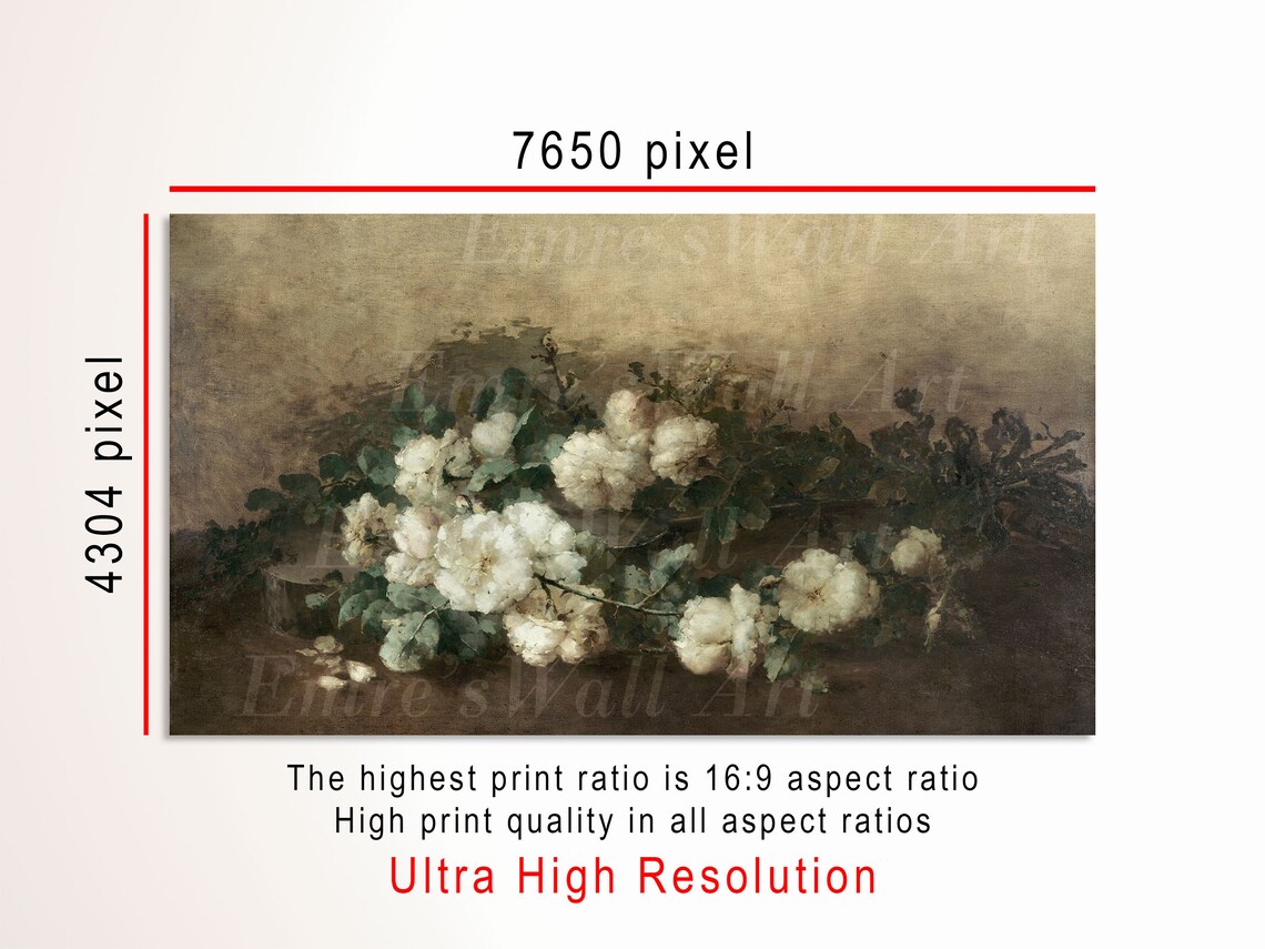 White Roses Bouquet Vintage Floral Still Life Oil Painting Poster - Image 3