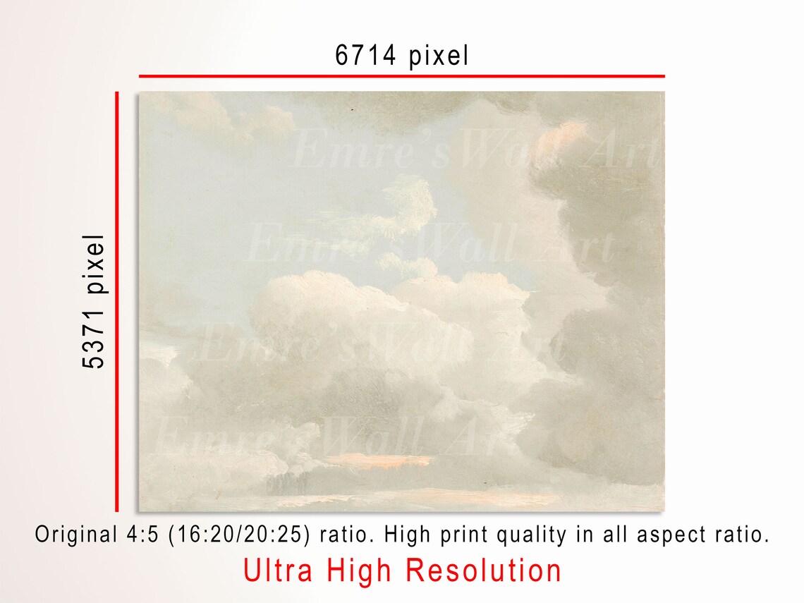 Cloudy Sky Painting, Vintage Nursery Art Print - Image 3