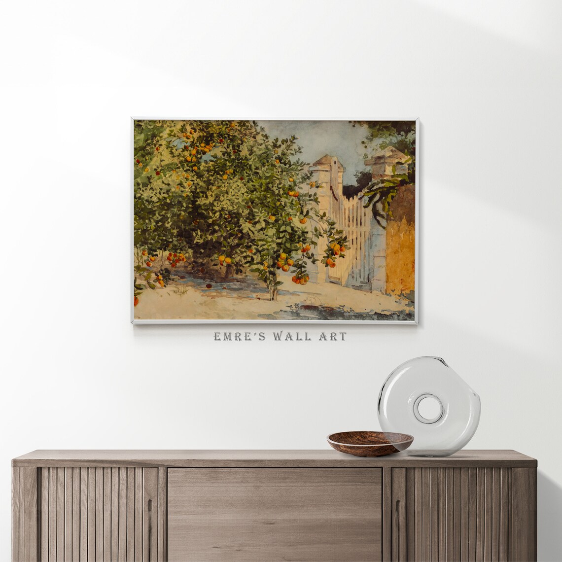 Orange Trees Garden Watercolor, Rustic Kitchen Art Print - Image 2