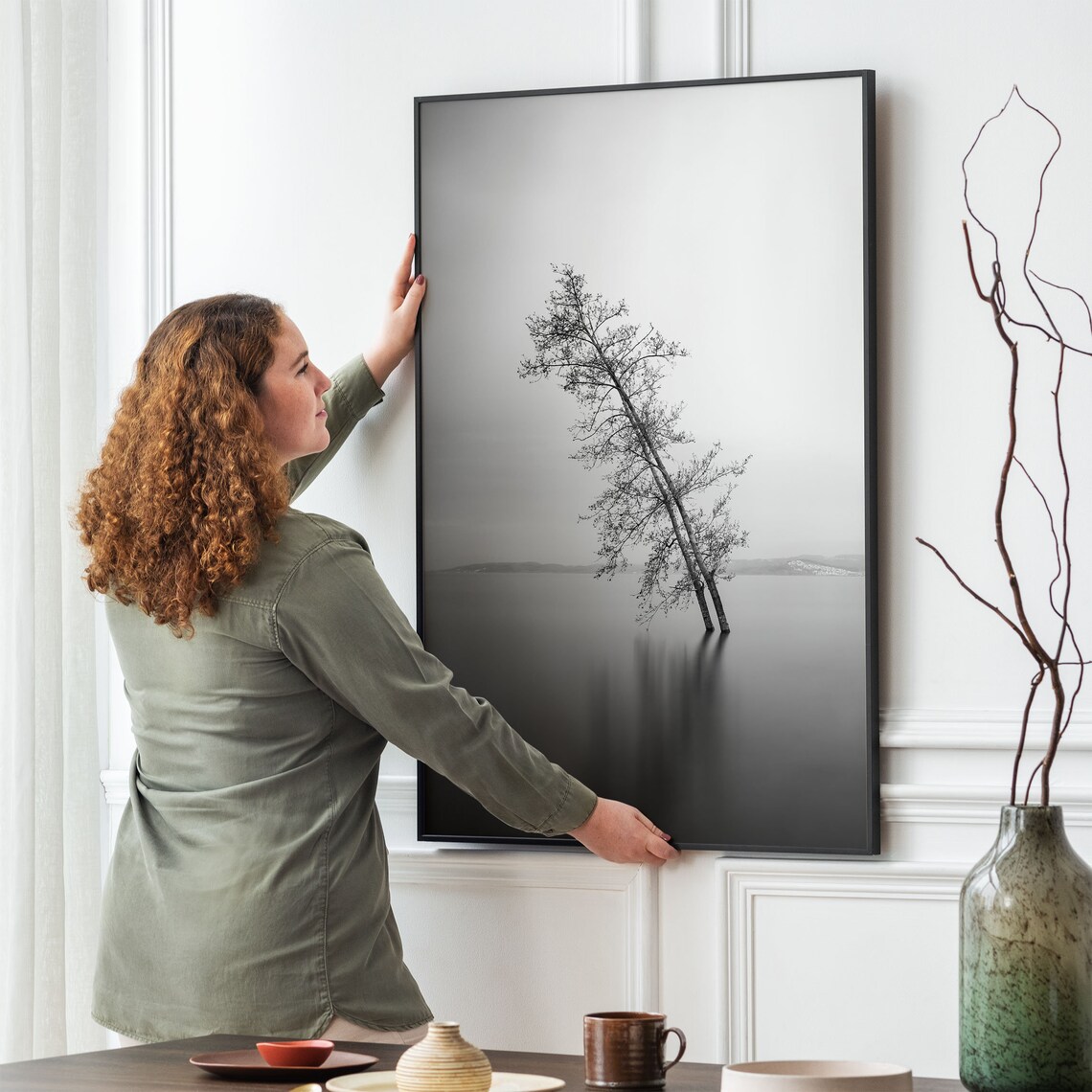Minimalist Tree Black And White Farmhouse Art Print - Image 2