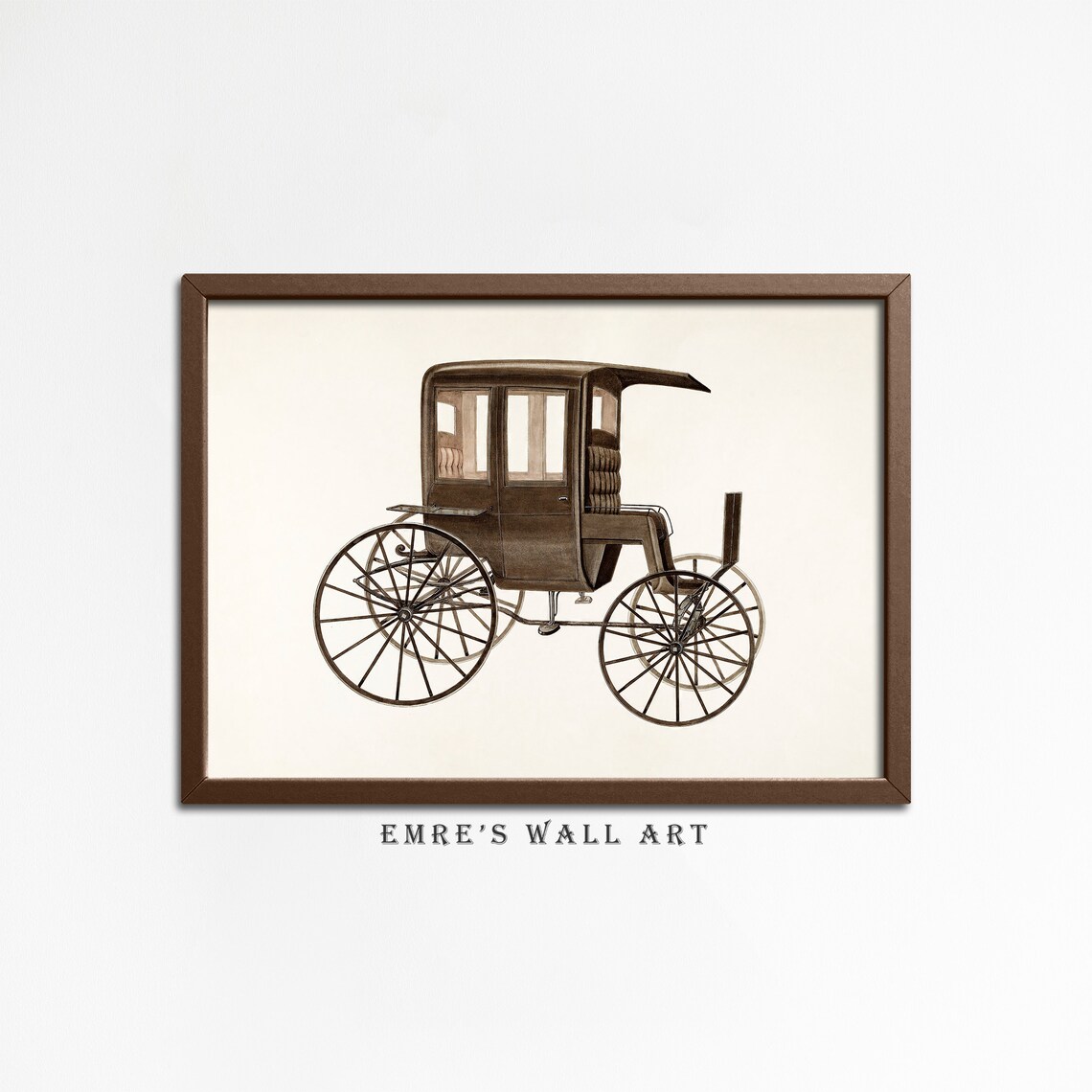 Vintage Horse Drawn Carriage Illustration Antique Travel Sketch Poster - Image 4
