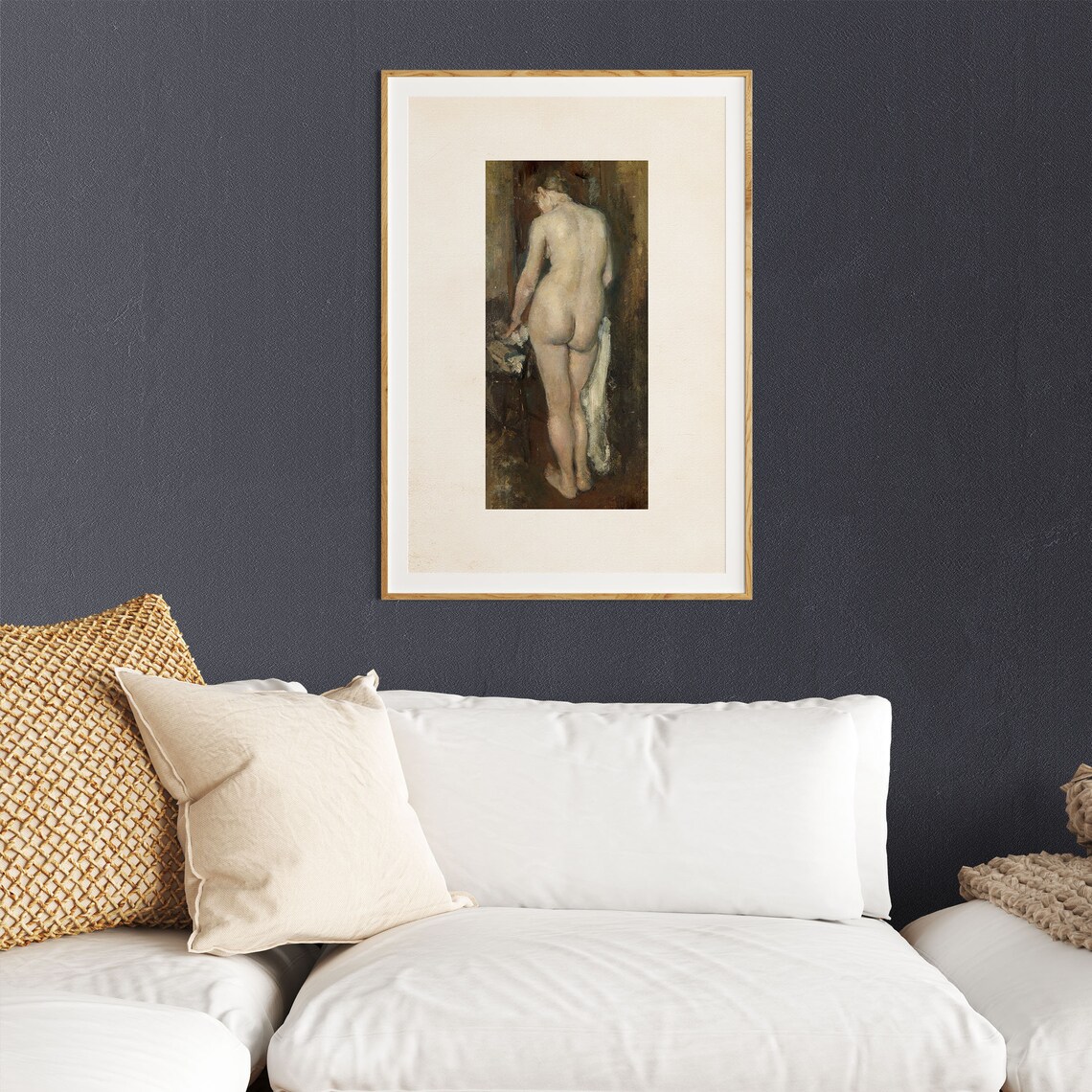 Standing Nude Woman From Behind Vintage Figure Oil Painting Poster - Image 2