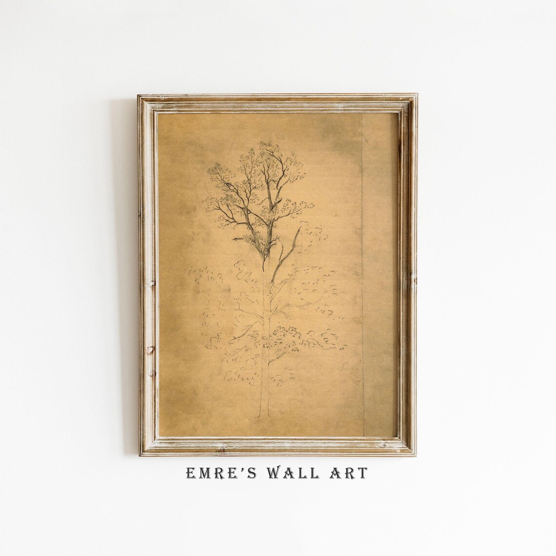 Vintage Tree Sketch Print, Rustic Neutral Decor