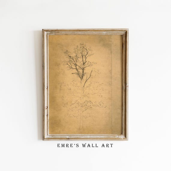 Vintage Tree Sketch Print, Rustic Neutral Decor