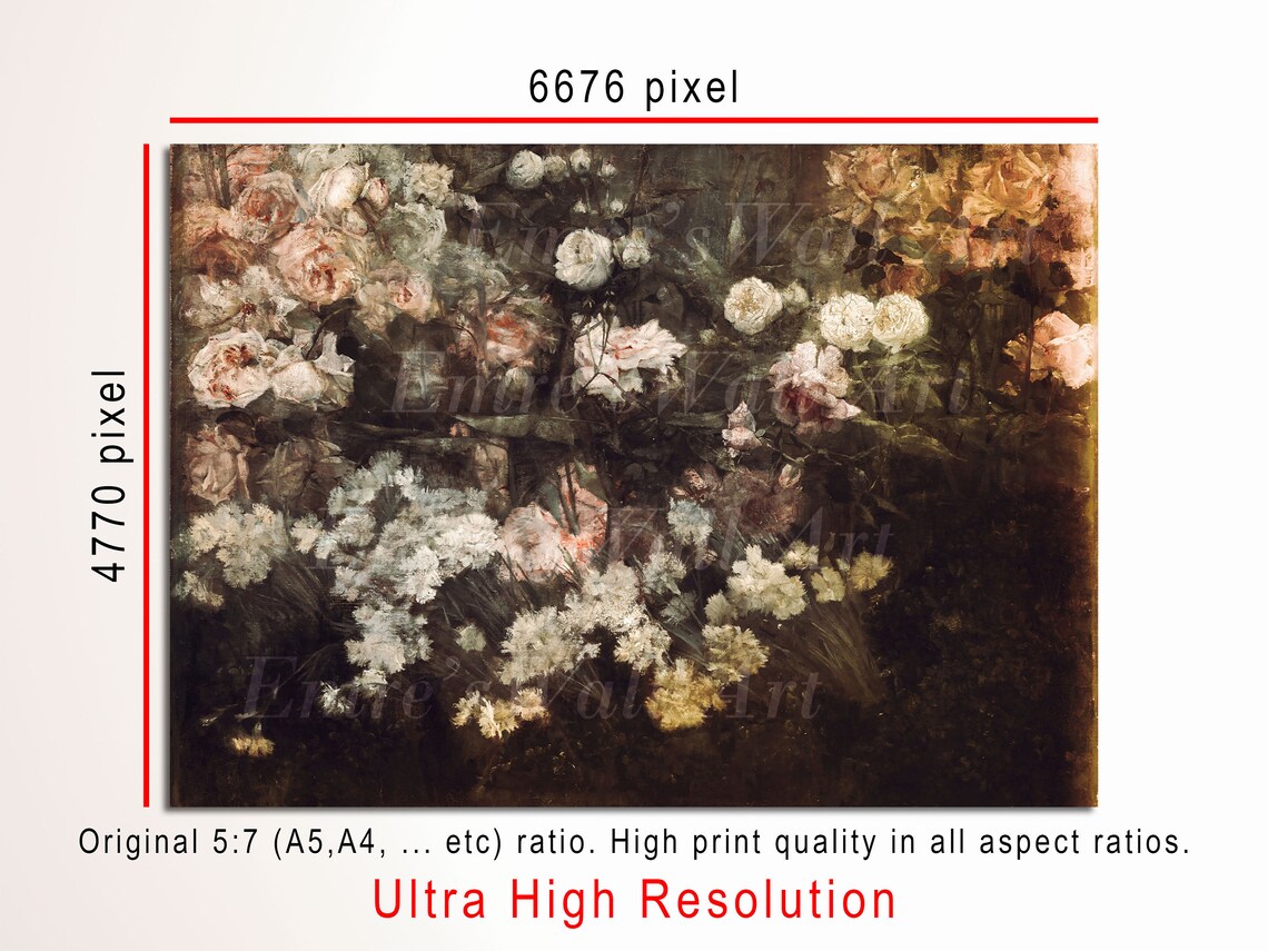 Vintage Roses Oil Painting Floral Art Print - Image 3