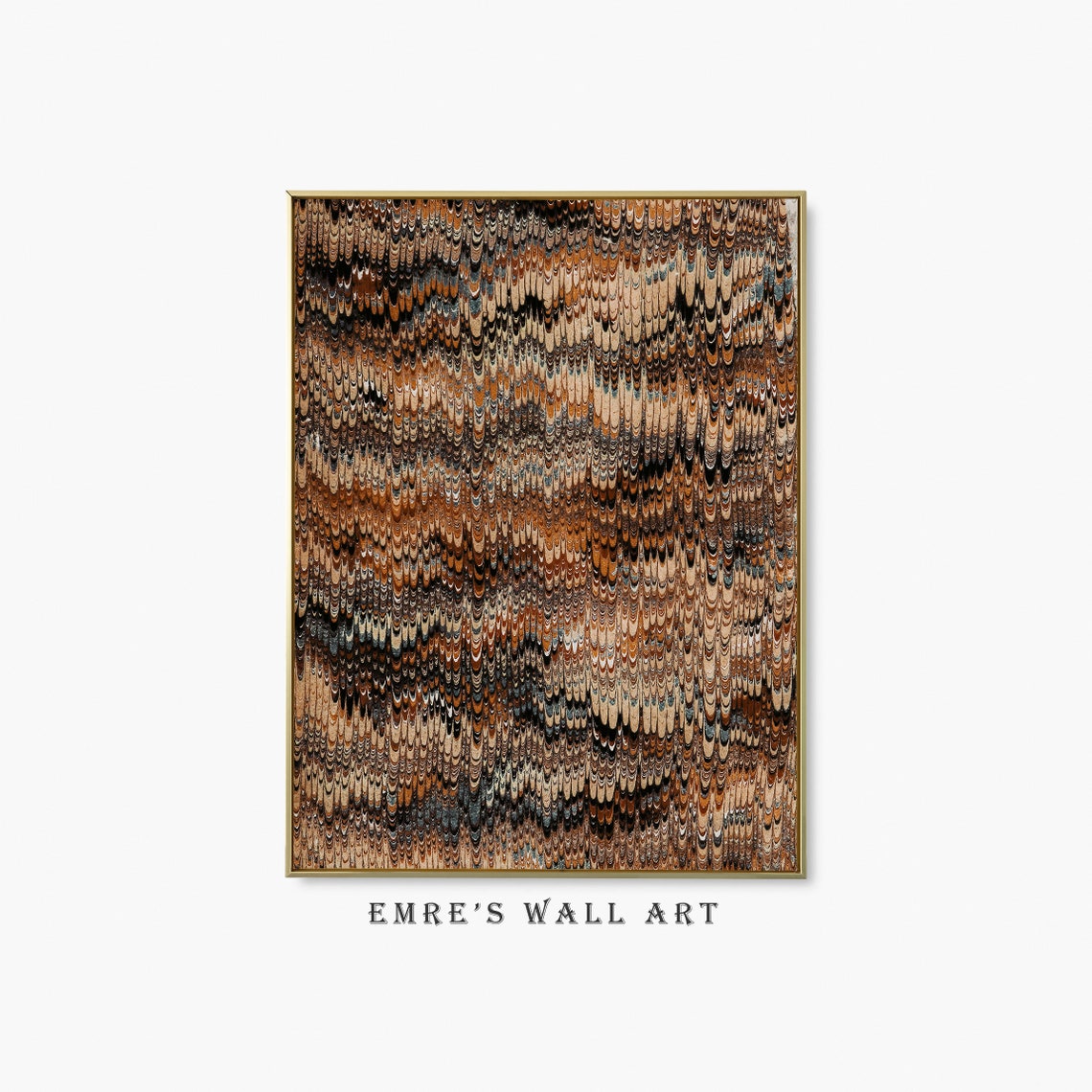 Brown Marbled Paper Endpaper Vintage Bookbinding Abstract Art Poster