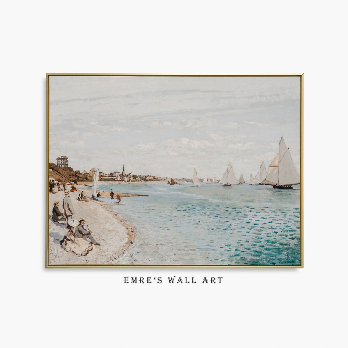 Sailboat Regatta off Summer Beach Impressionist Coastal Scene Poster