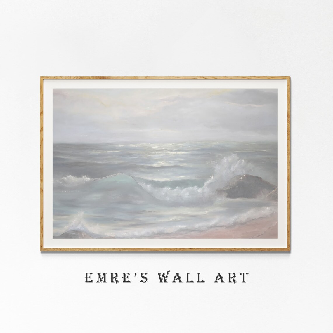 Muted Seascape Vintage Print, Neutral Coastal Farmhouse - Image 4