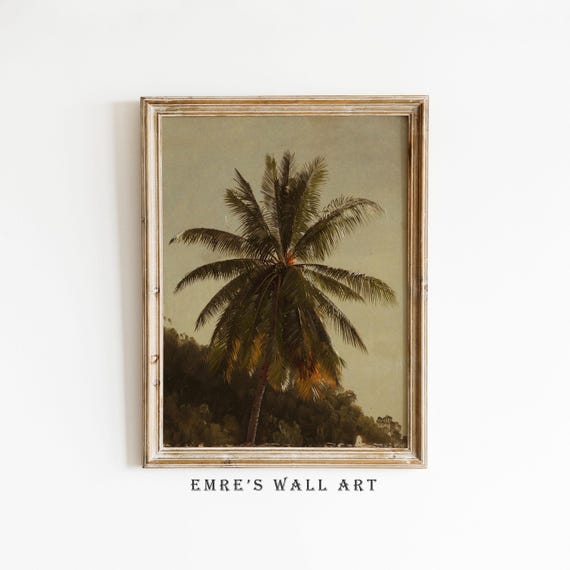 Palm Trees Painting For Room Tropical Wall Art Prints Vintage Moody Farmhouse Print Green Landscape Arts