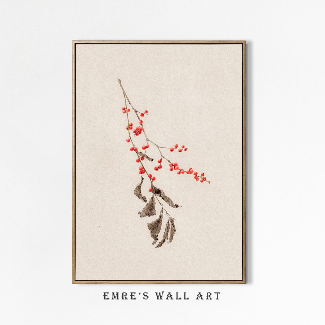 Neutral Winter Botanical Set, Vintage Holiday Decor - Image 2