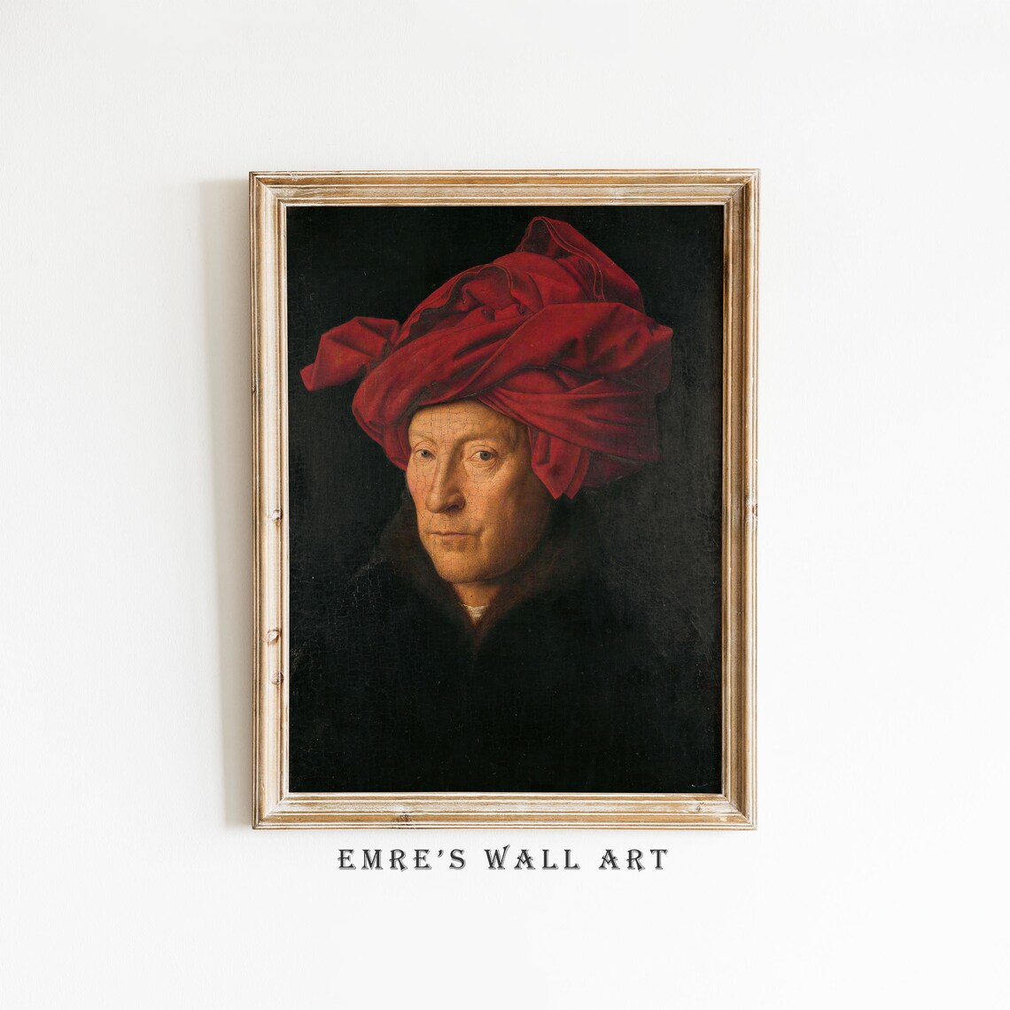 Jan van Eyck Man in Red Turban Renaissance Portrait Oil Poster - Image 2