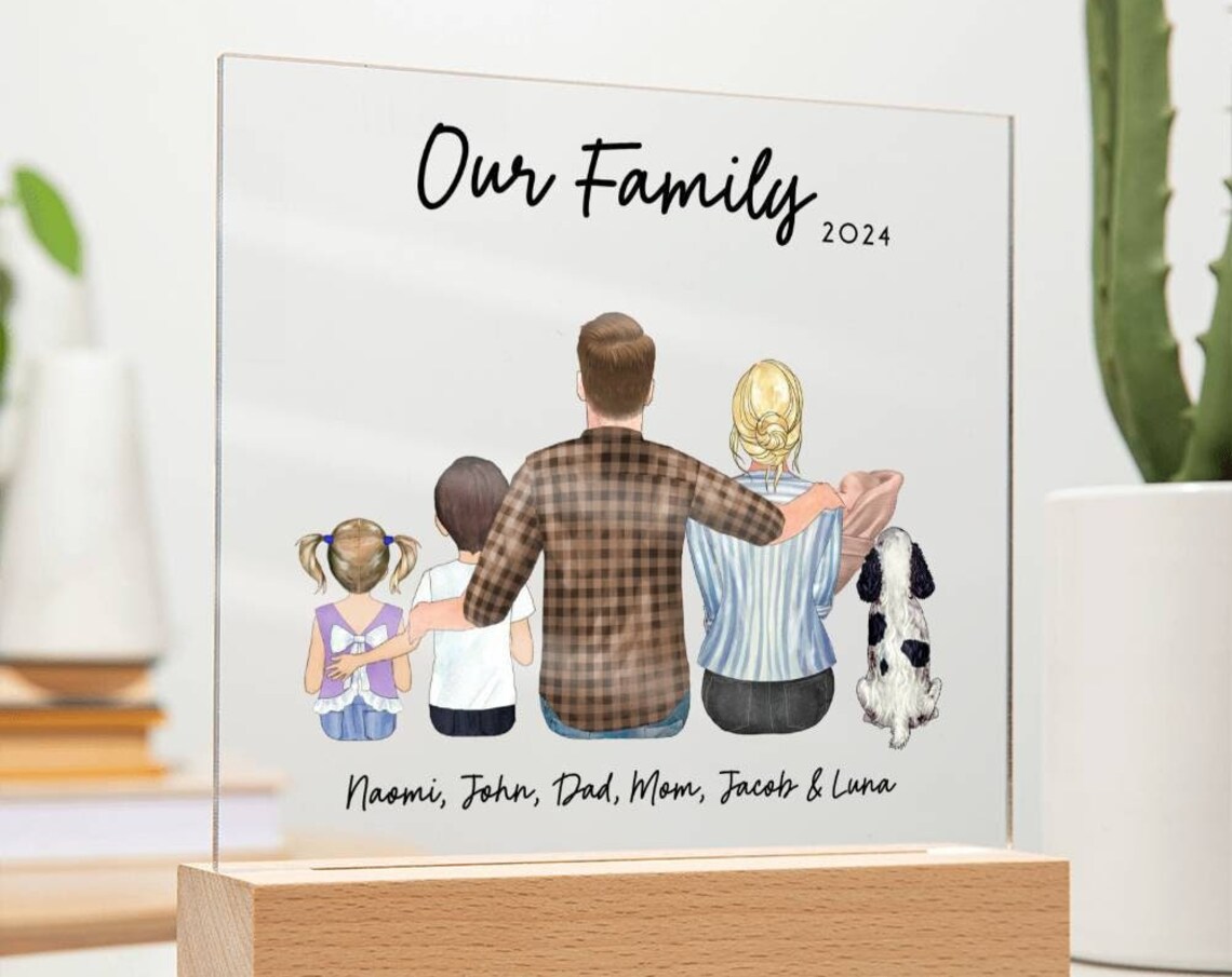Personalized Our Family Acrylic Plaque Portrait 2024 Gift Poster