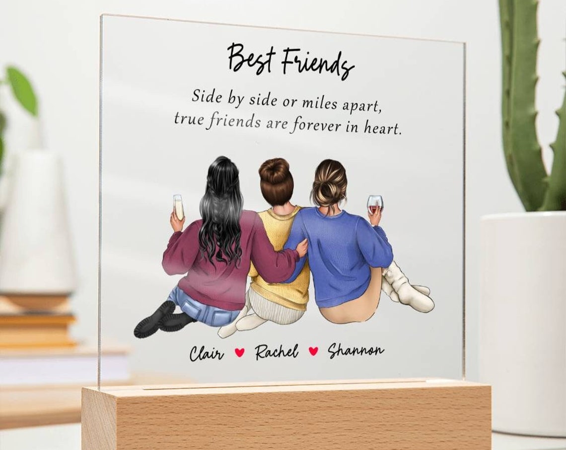 Best Friends Champagne Toast Acrylic Wall Art Gift for Bestie