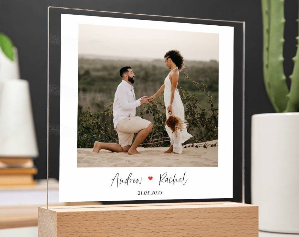 Personalized Couples Engagement Photo Acrylic Wall Art Keepsake Gift