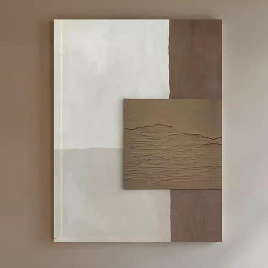 White Taupe Color Block Squares Minimalist Geometric Square Poster