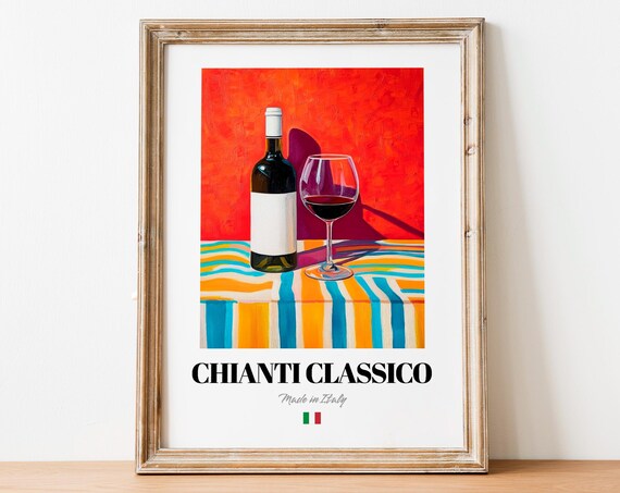 Chianti Classico Wall Art Print Poster Rustic Wine Artwork For Kitchens