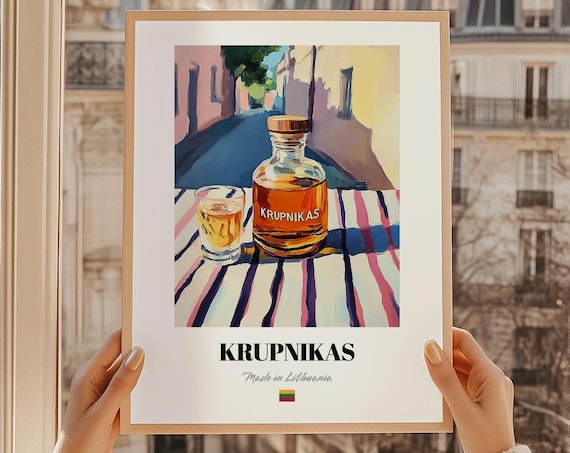 Krupnikas Lithuanian Spirit Poster, Bar Decor Print
