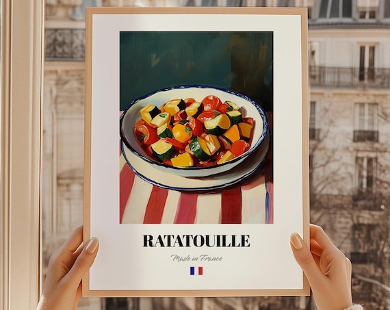 Ratatouille French Food Poster Recipe Cards Snack Bar Dinner Menu Dining Room Wall Art