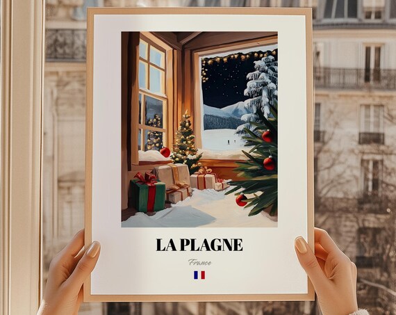 La Plagne France Ski Resort Wall Decor Print Poster Christmas Gift