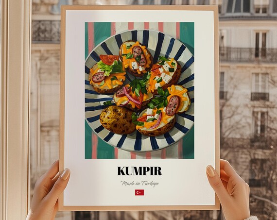 Kumpir Stuffed Baked Potato Made in Turkiye Food Painting Poster