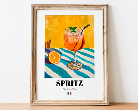 Spritz Cocktail Aperitivo Italian Summer Orange Mint Art Poster