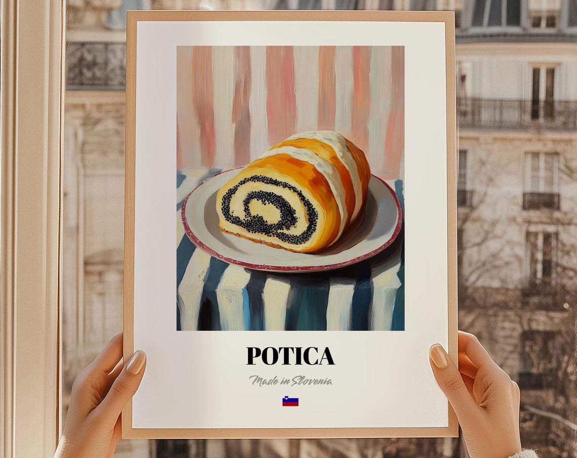 Potica Wall Art Print Poster Slovenian Cuisine Nut Roll Friend Gift Slovenia Kitchen