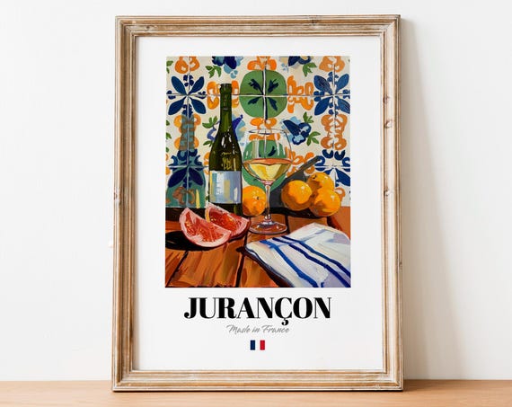 Jurancon French White Wine Citrus Still Life Art Decor Poster