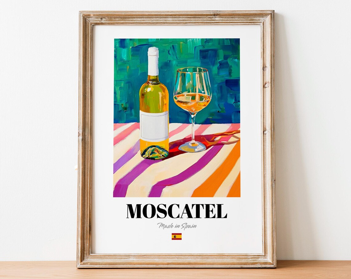 Moscatel Wine Wall Art Print Poster Sweet White Artwork For Kitchens