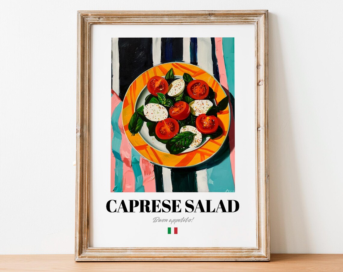 Italian Caprese Salad Modern Food Poster