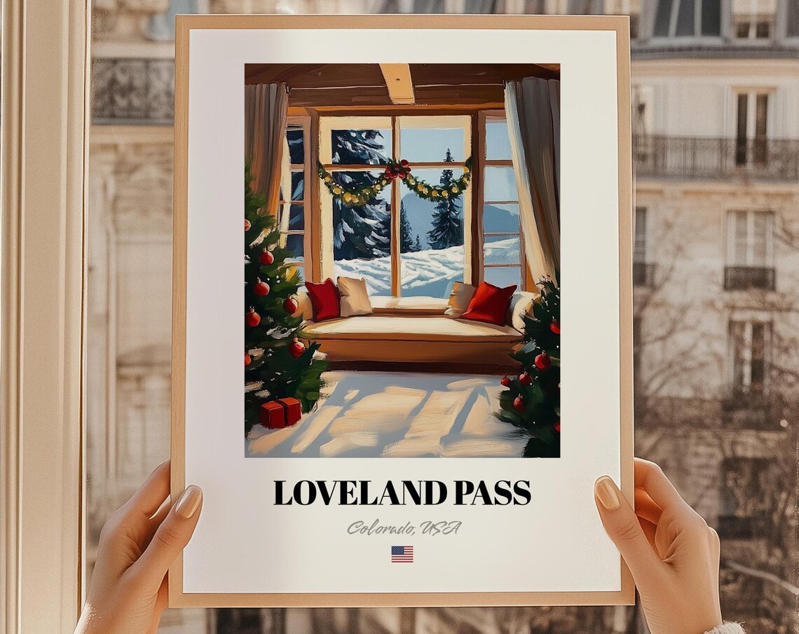 Loveland Pass Colorado Christmas Window Seat Snowy Pines Poster