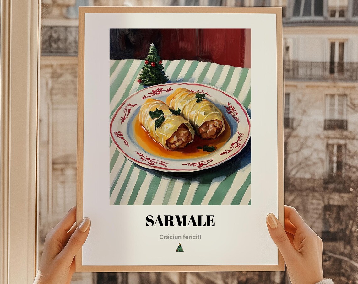 Sarmale Christmas Wall Art, Romanian Food Art Print