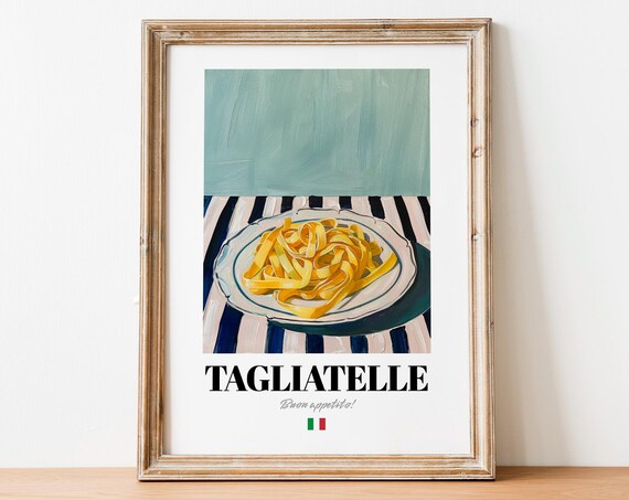 Tagliatelle Italian Ribbon Pasta Still Life Oil Painting Poster