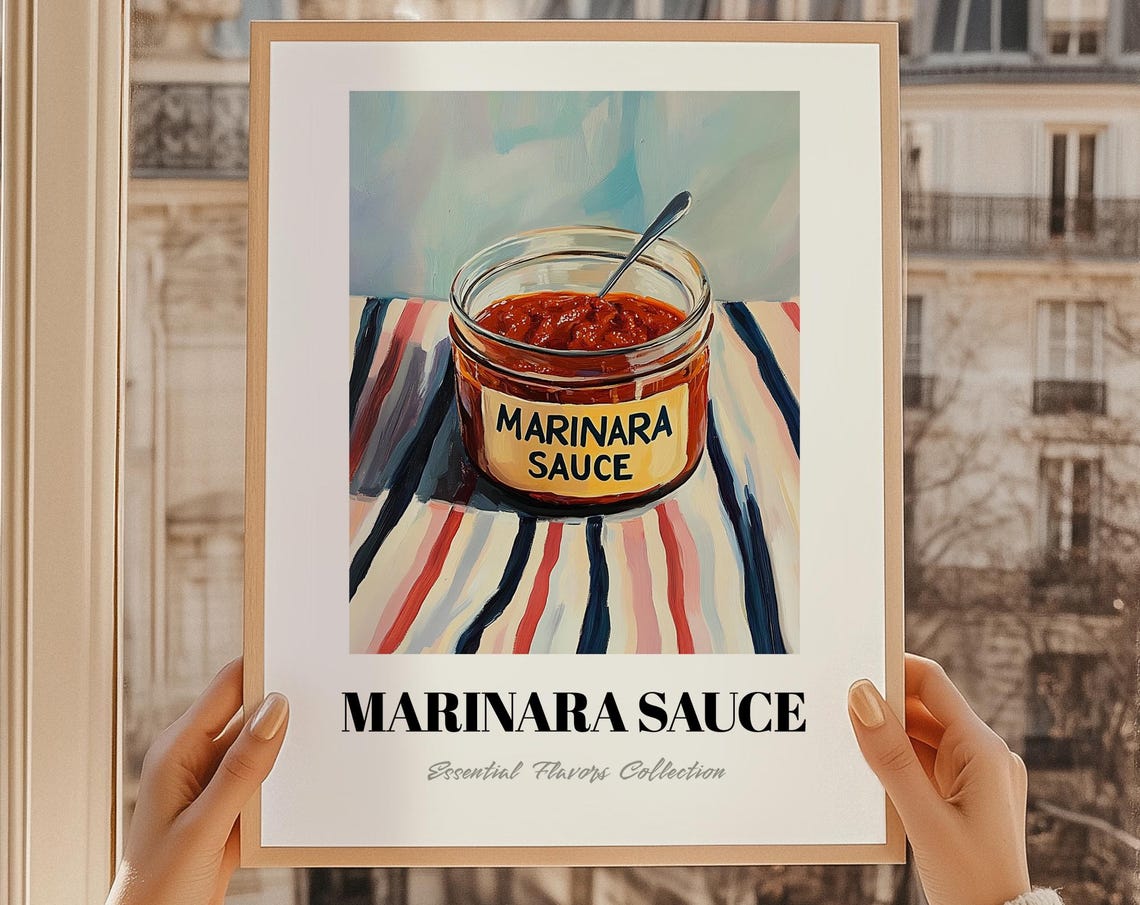 Marinara Sauce Grocery Painting Pantry Print Chef Gift Restaurant Wall Decor Kitchen Art