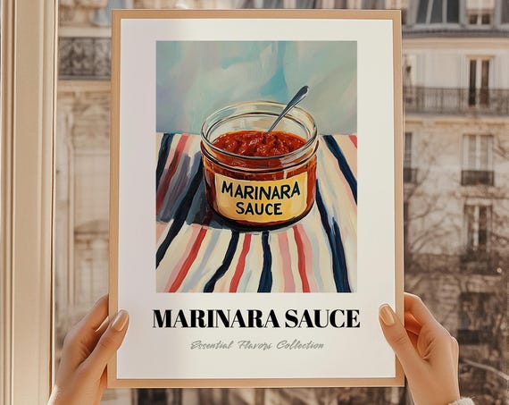 Marinara Sauce Grocery Painting Pantry Print Chef Gift Restaurant Wall Decor Kitchen Art