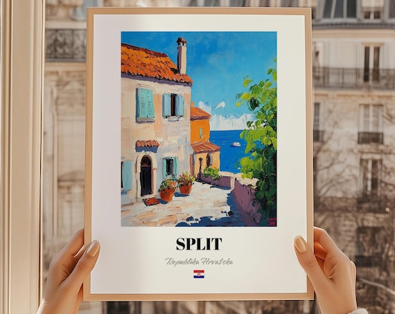 Split Republika Hrvatska Wall Art Oil Painting Reproduction Poster Friend Gift Bedroom Decor