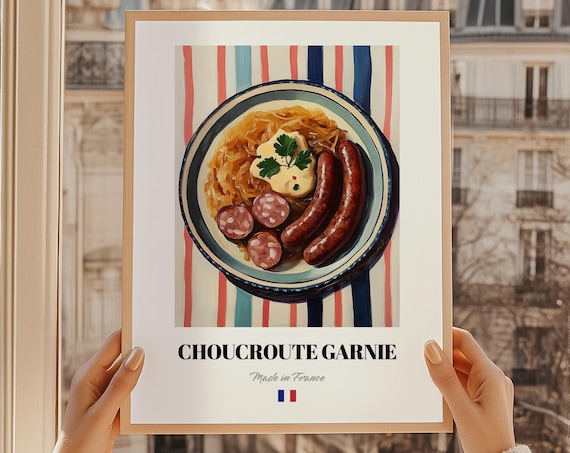 Classic Choucroute Garnie French Sausage and Sauerkraut Food Poster