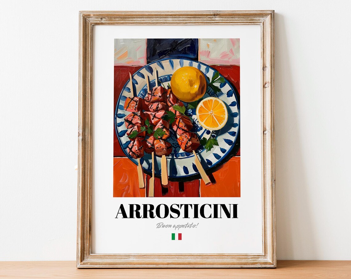 Arrosticini Art Print, Italian Skewers Decor