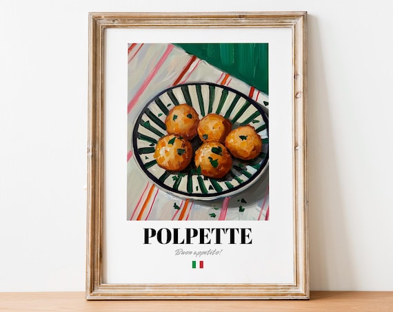 Italian Polpette Poster Meatball Art For Restaurant And Caf Walls