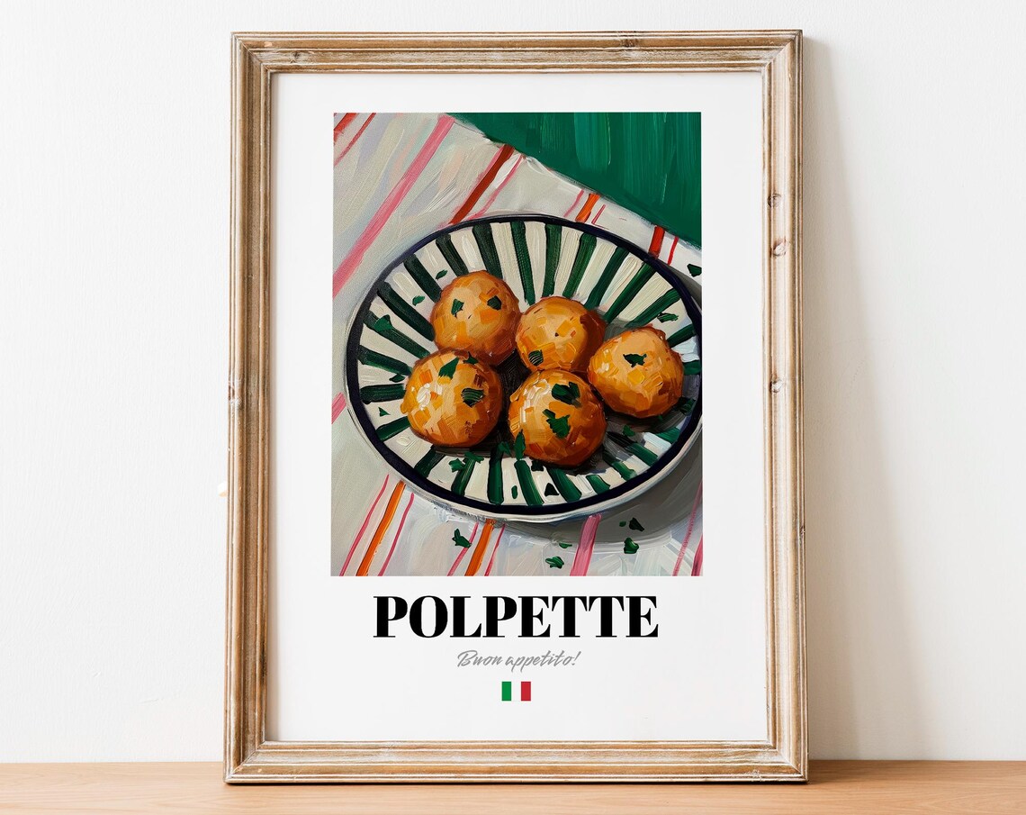 Italian Polpette Poster Meatball Art For Restaurant And Caf Walls