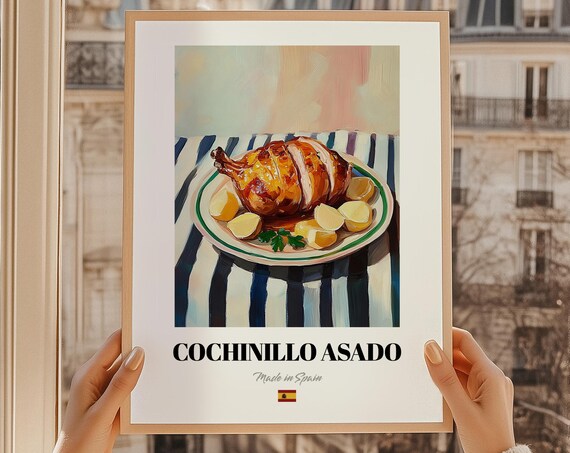 Cochinillo Asado Spanish Food Painting Party Dining Room Print Beef Recipes Poster