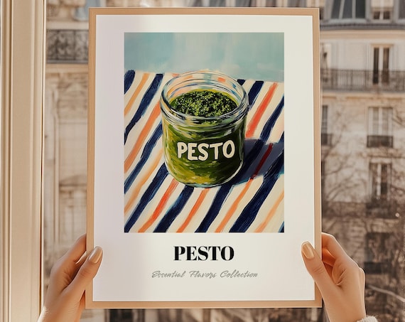 Green Pesto Sauce Jar Essential Flavors Pantry Kitchen Wall Art