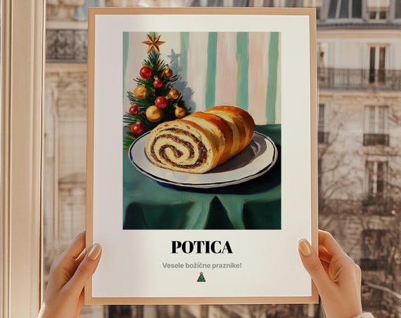 Potica Slovenian Walnut Roll Christmas Holiday Dessert Art Poster