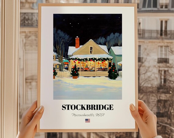 Stockbridge Massachusetts Usa Christmas Town Wall Dcor Print Poster Gift