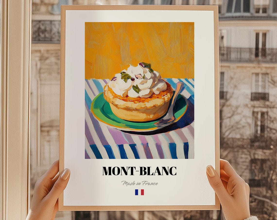 Montblanc French Dessert Wall Art Patisserie Retro Cooking Print Personalized Menu Kitchen