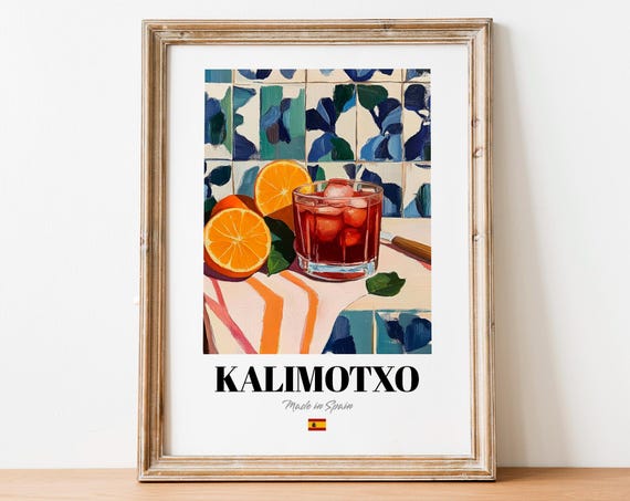 Spanish Kalimotxo Poster Print, Wine Cocktail