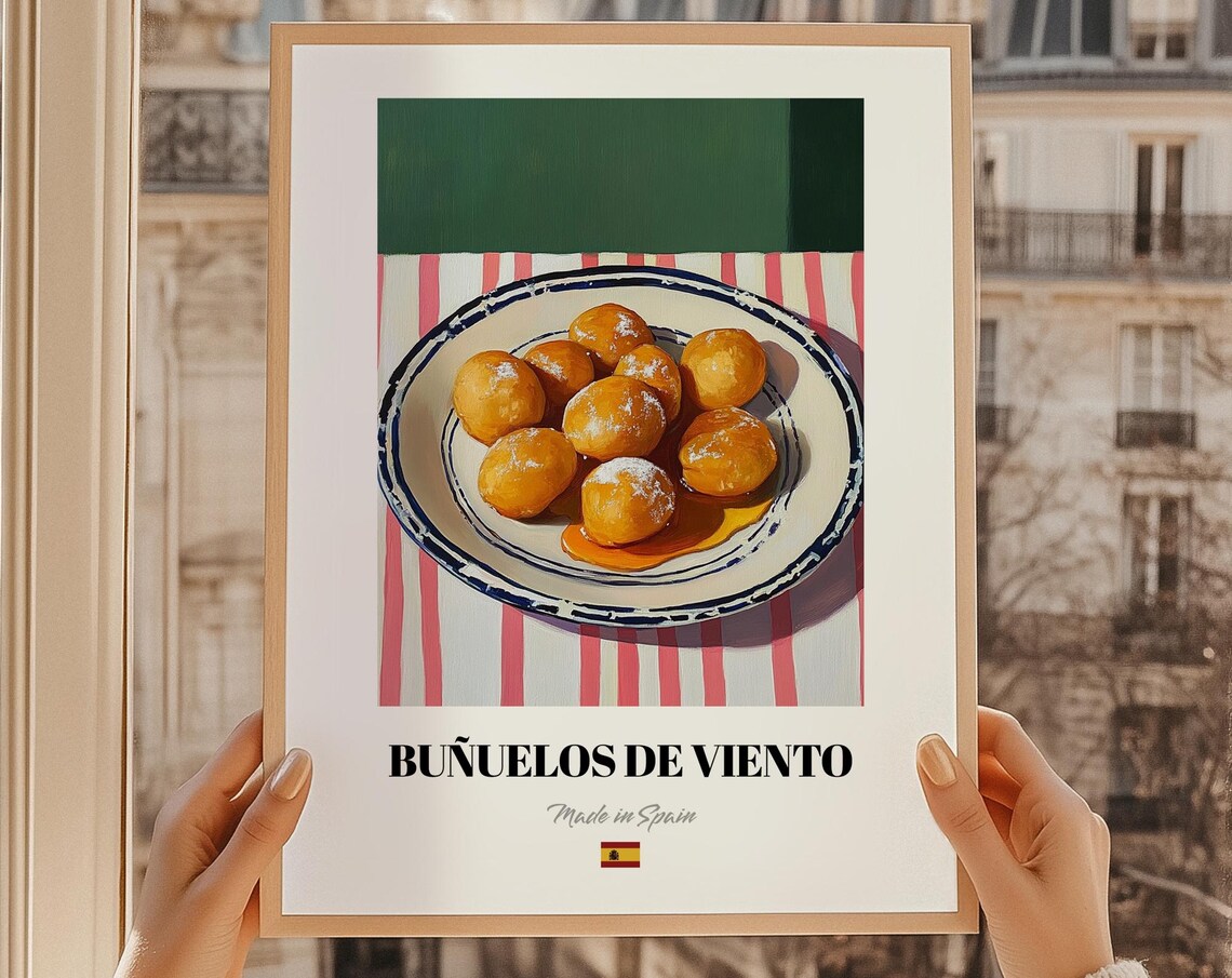 Buuelos De Viento Spanish Dessert Print Dining Room Poster Cuisine Personalized Menu Wall Art